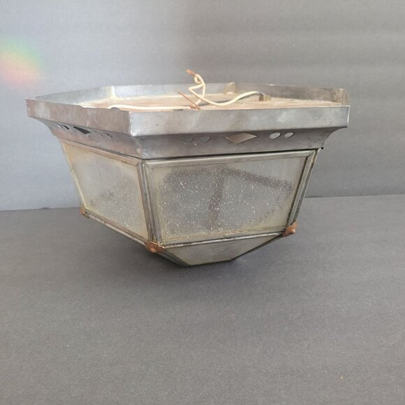 Vintage Hexagonal Metal Glass Outdoor Ceiling Light Fixture By Thom Clinefelter - Picture 8 of 14